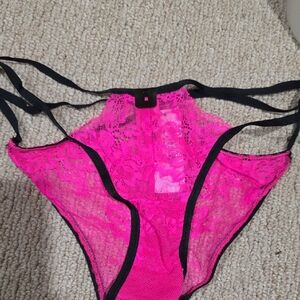 La SENZA Pink Lace Panties with Black Straps